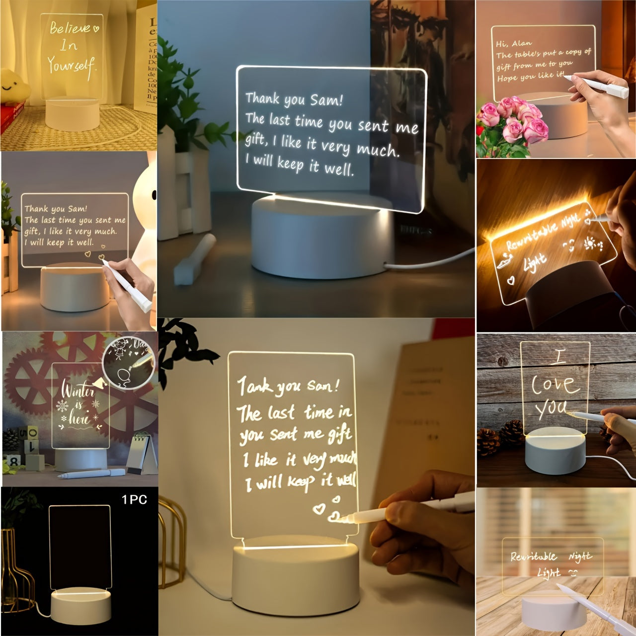 Rynx | LumiBoard - Modern LED Message Board Table Lamp with Pen