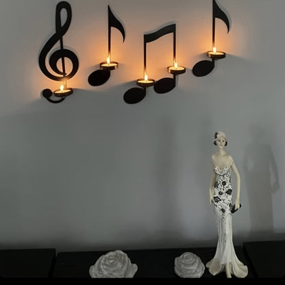 Rynx | Musical Notes Wall Candelabra Set - Metal Wall Decoration for Creative Candle Holders