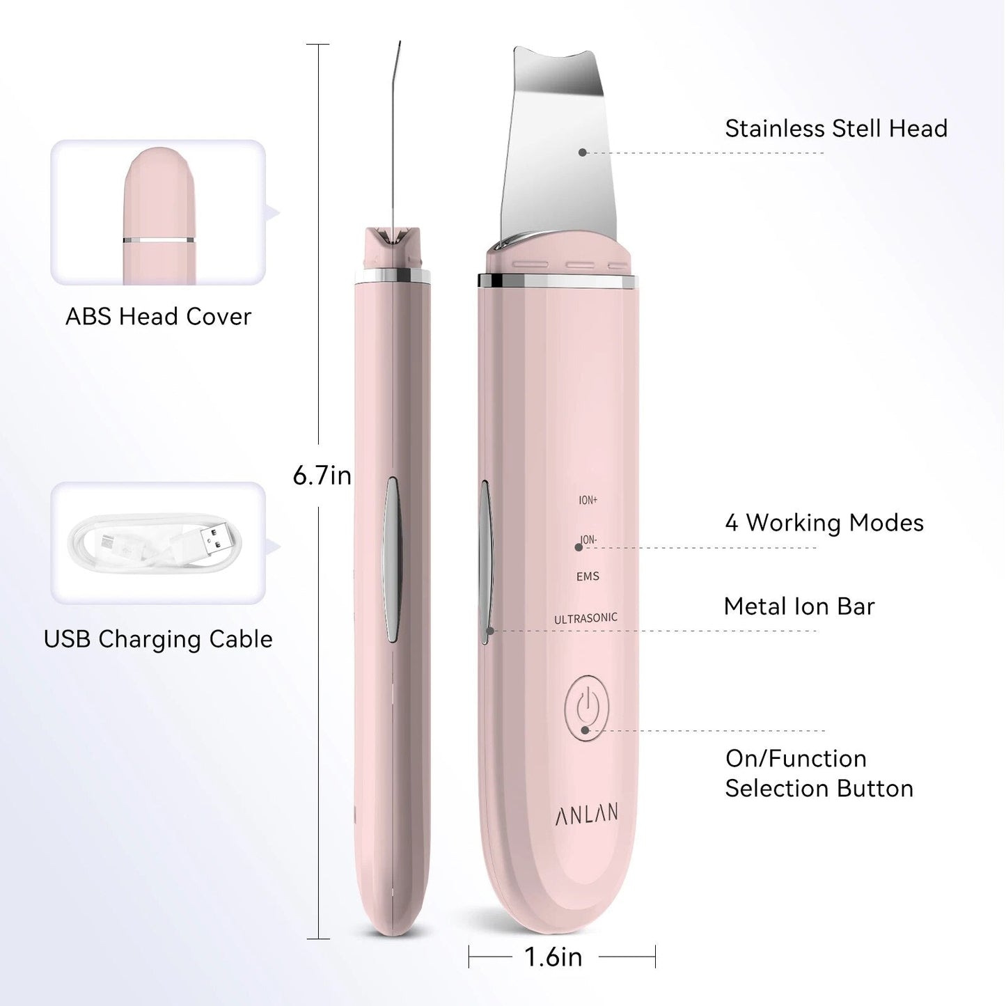 Rynx | Ultrasonic Skin Scrubber | Deep Cleansing Facial Peeling Spatula | Pore and Blackhead Removal Tool