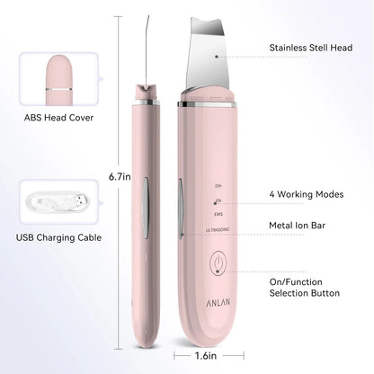 Rynx | Ultrasonic Skin Scrubber | Deep Cleansing Facial Peeling Spatula | Pore and Blackhead Removal Tool