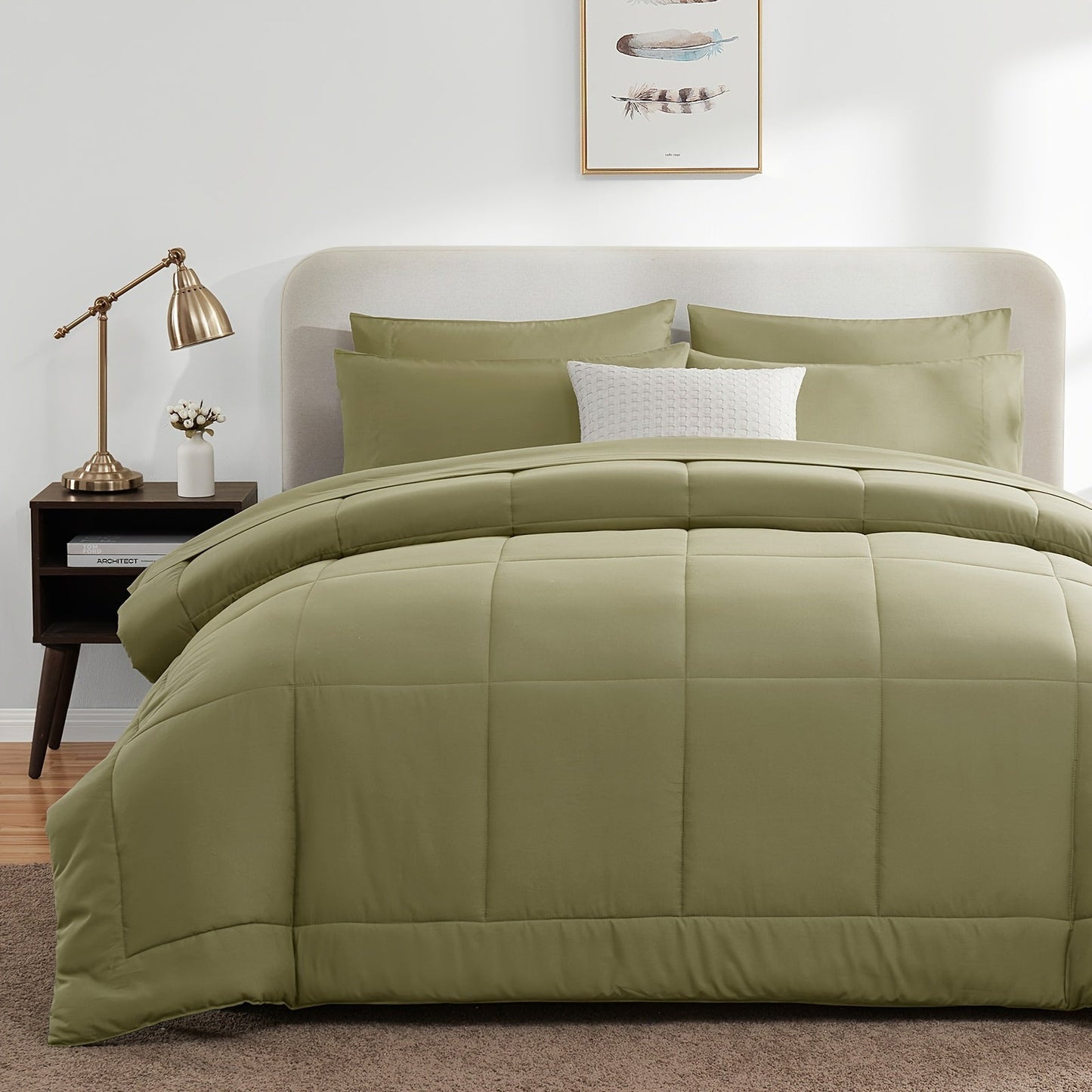Rynx | 7 Pcs Bed In A Bag - Bedding Set with All Season Quilted Comforter, Flat Sheet, Fitted Sheet, Pillowcases - Black, Queen