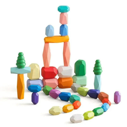 Rynx | Colorful Wooden Building Blocks Set for Creative Learning and Logical Development