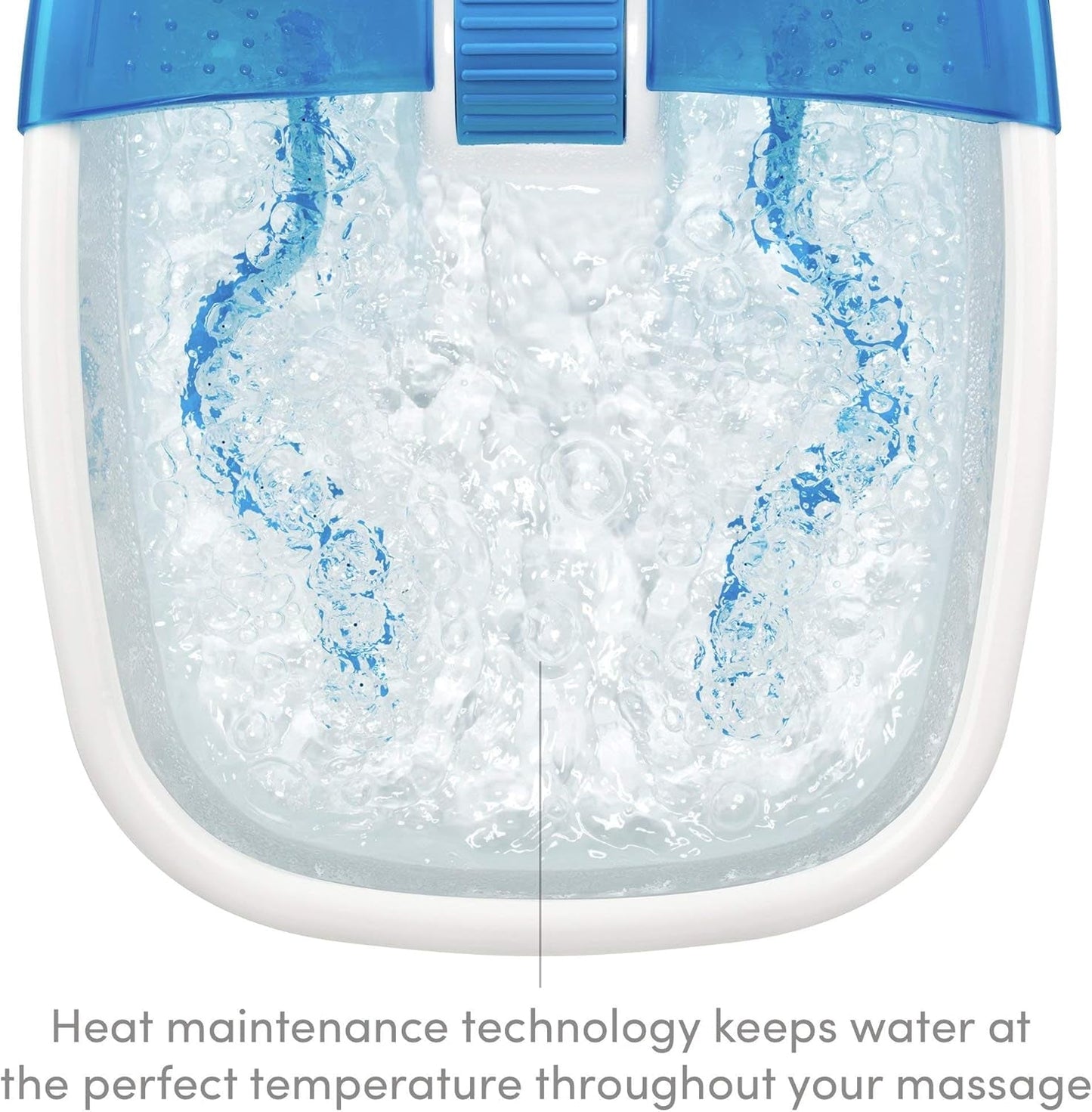 Rynx | Bubble Bliss Deluxe Foot Bath with Heat, Massaging Arch, 3 Acupressure Attachments, Splash Protection, Raised Nodes Holding Bubbles