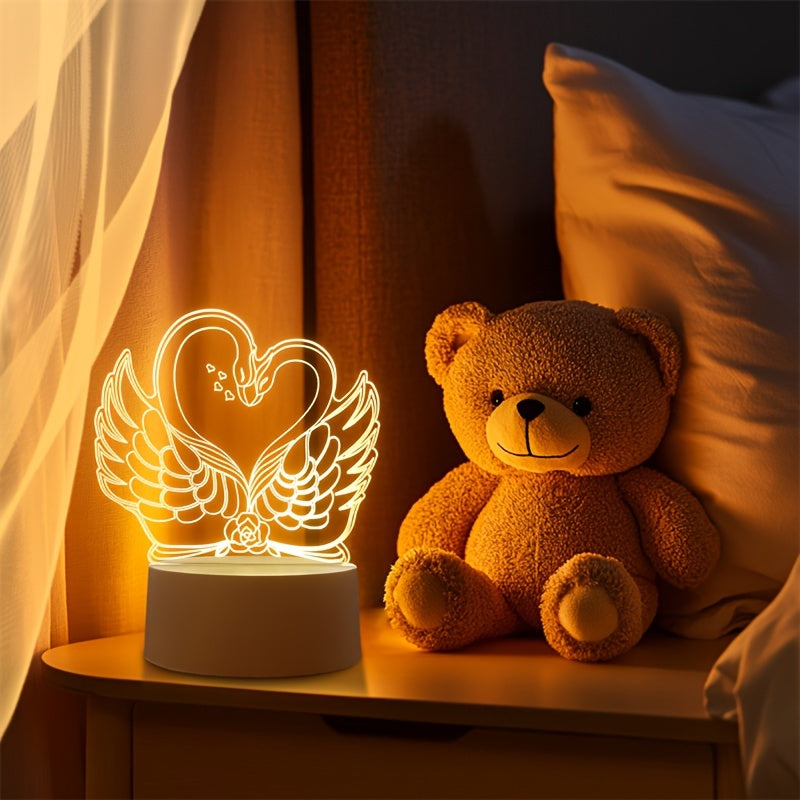 Rynx | Swan Light - USB Powered 3D LED Table Lamp with Acrylic Frame