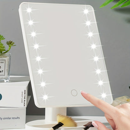 Rynx | 16LED Illuminated Makeup Mirror – Dual Power, With Touch Screen and Adjustable Brightness, USB Powered