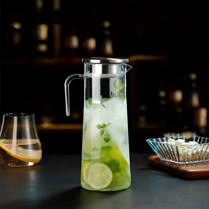 Rynx | Water Pitcher with Lid – 37.1oz/54.1oz Heavy Duty Drink Pitcher – Stainless Steel or Wooden Lid – Ideal for Juice, Bubble Tea, Summer Drinks – Kitchen and Home