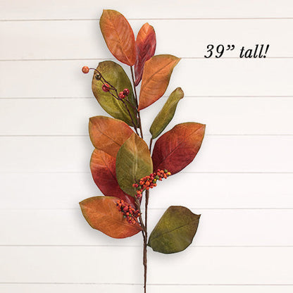Rynx | Orange Magnolia Leaves with Berries, Set of 2