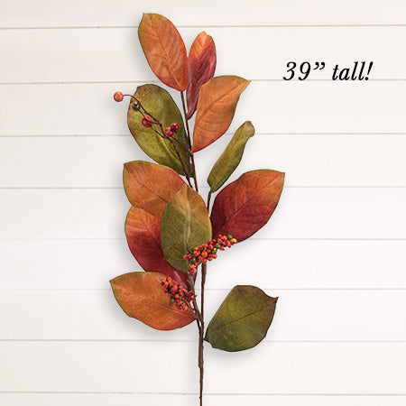 Rynx | Orange Magnolia Leaves with Berries, Set of 2