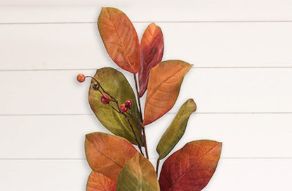 Rynx | Orange Magnolia Leaves with Berries, Set of 2