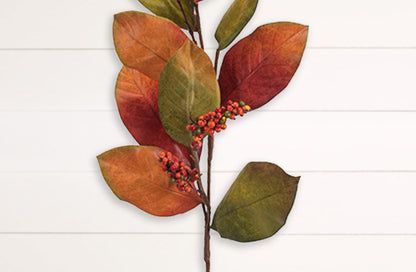 Rynx | Orange Magnolia Leaves with Berries, Set of 2