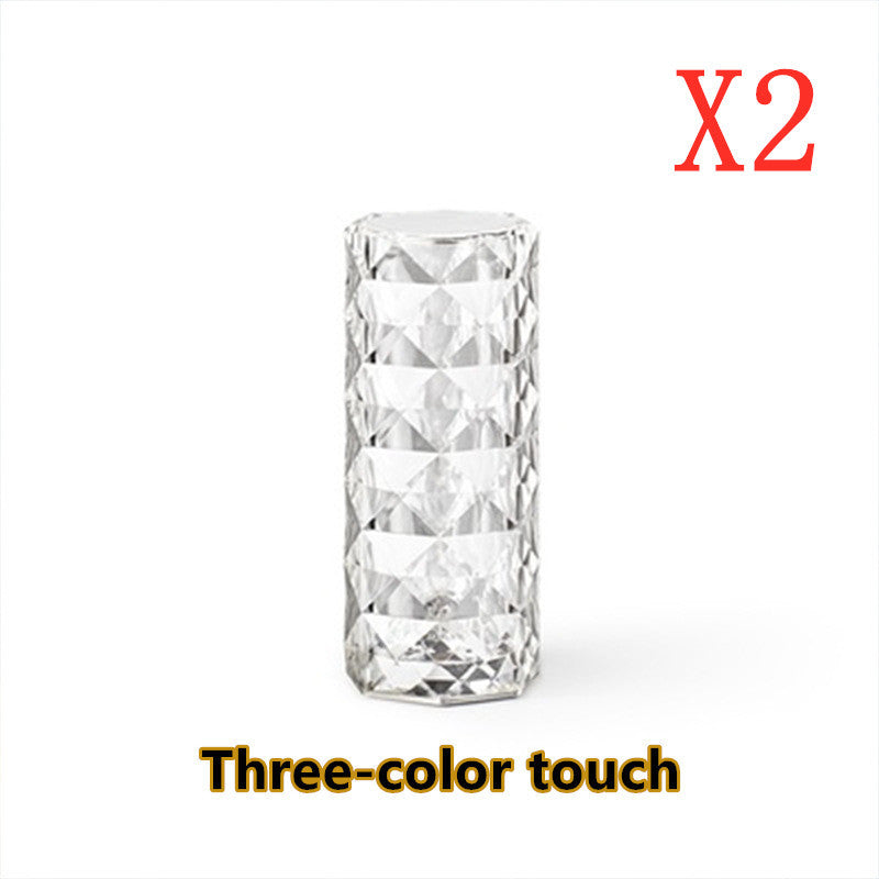 Rynx | Nordic Crystal Lamp USB Table Lamps Bedroom Touch Dimming Atmosphere Diamond Night Light Rose Projector Lamp Decor