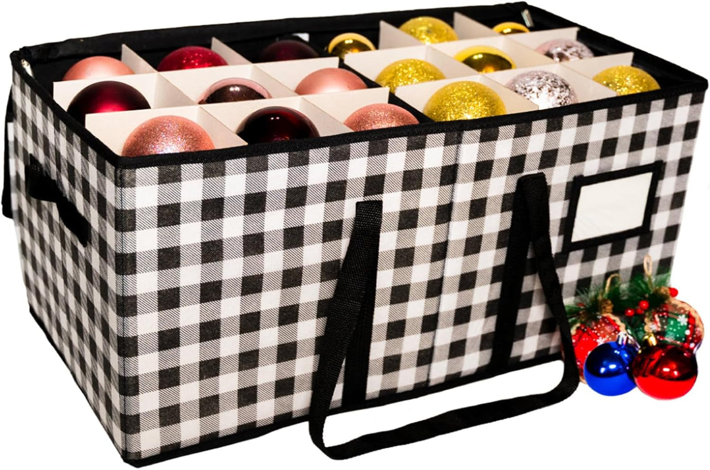 Rynx | Large Christmas ornament storage container box with zipper closure