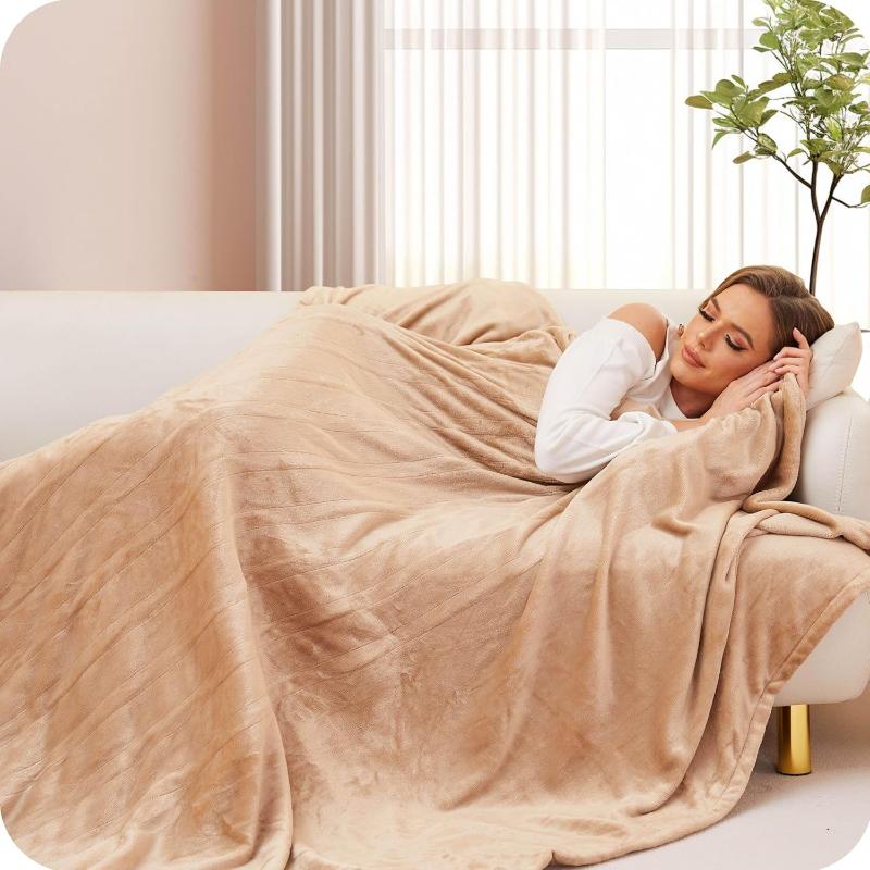Rynx | Heated electric throw blanket, cozy flannel heating blanket with 4 heat settings