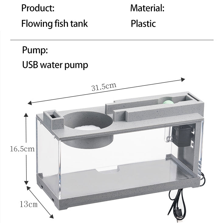 Rynx | Aquarium Fish Tank Set with Built-in Oxygen Column & USB Silent Filter