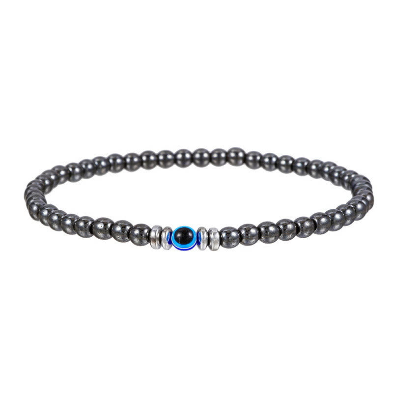 RYNX | Made 4mm Natural Stone Bracelet with Evil Eye - Thor Edition for Men Hematite