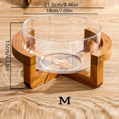 Rynx | Faridabio - Bamboo & Glass Fruit Bowl Set with Wooden Stand