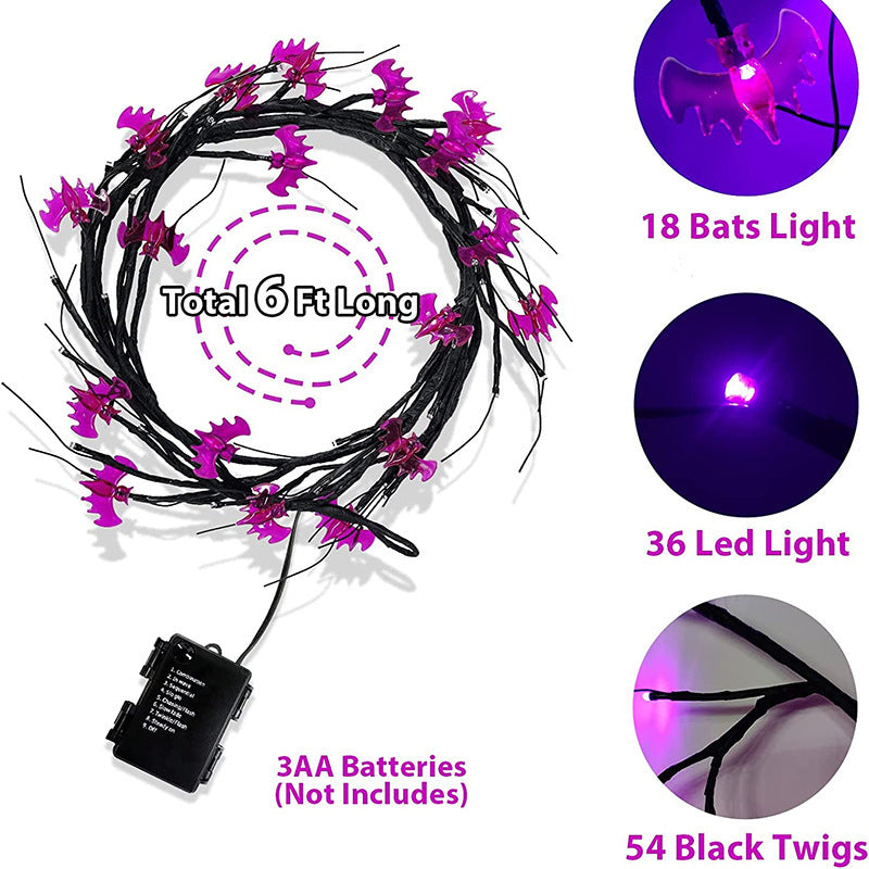 Rynx | Halloween LED Willow Key Light Cute Cartoon Bat Pumpkin Decoration For Indoor Outdoor Party Home Decor