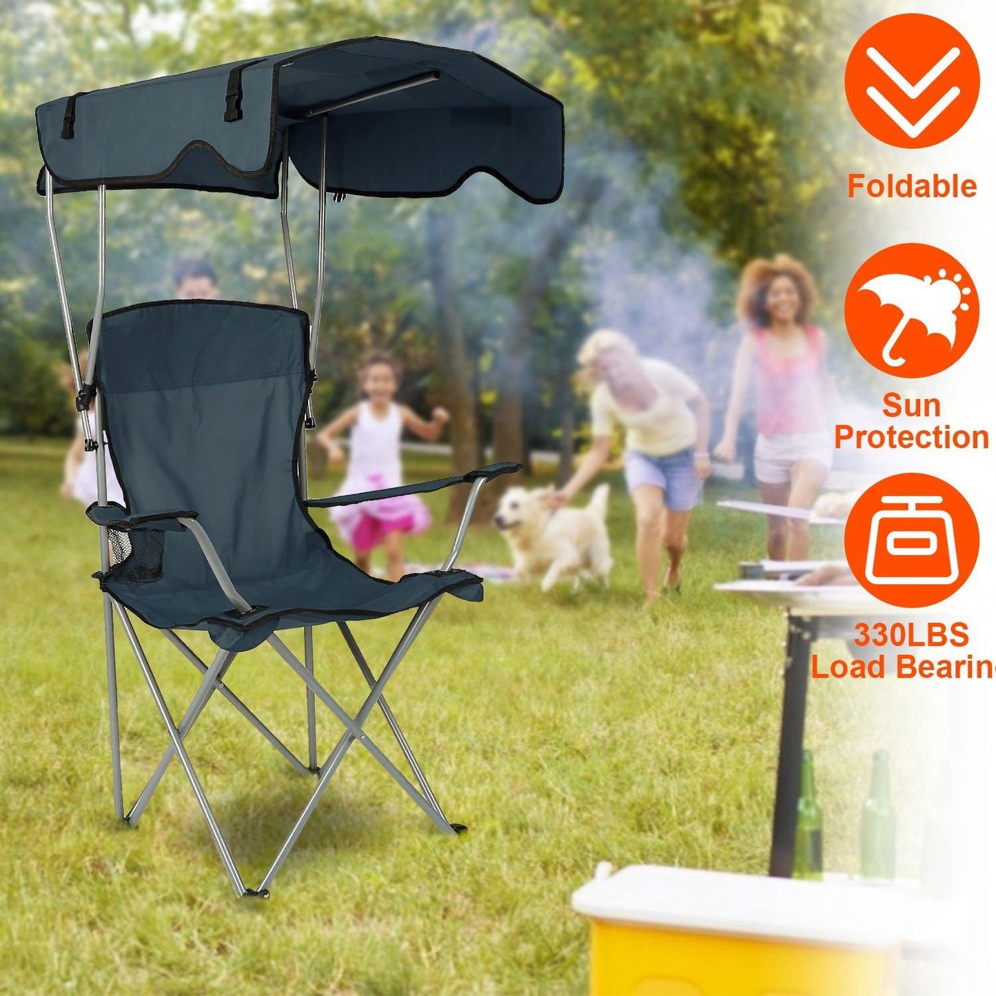 Rynx | Foldable Beach Cape Chair Sun Protection with Cup Holder