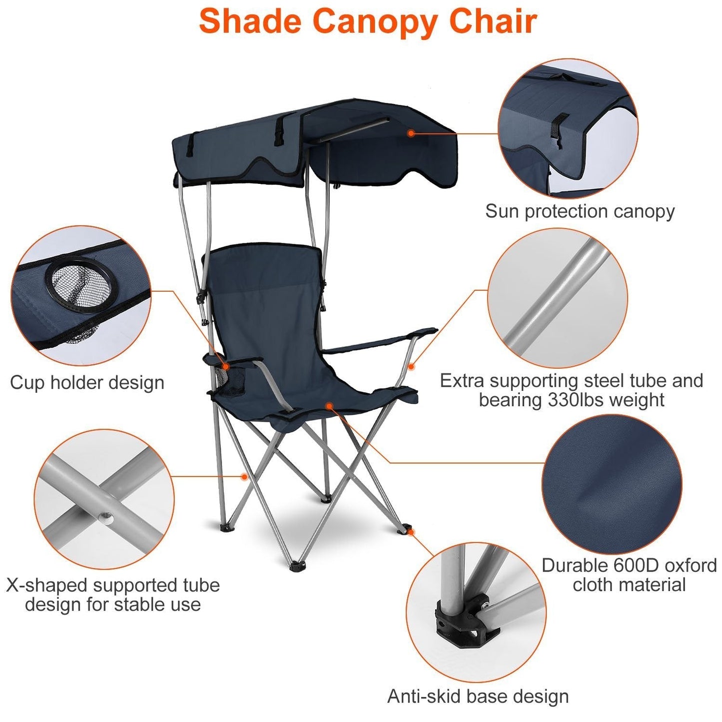 Rynx | Foldable Beach Cape Chair Sun Protection with Cup Holder