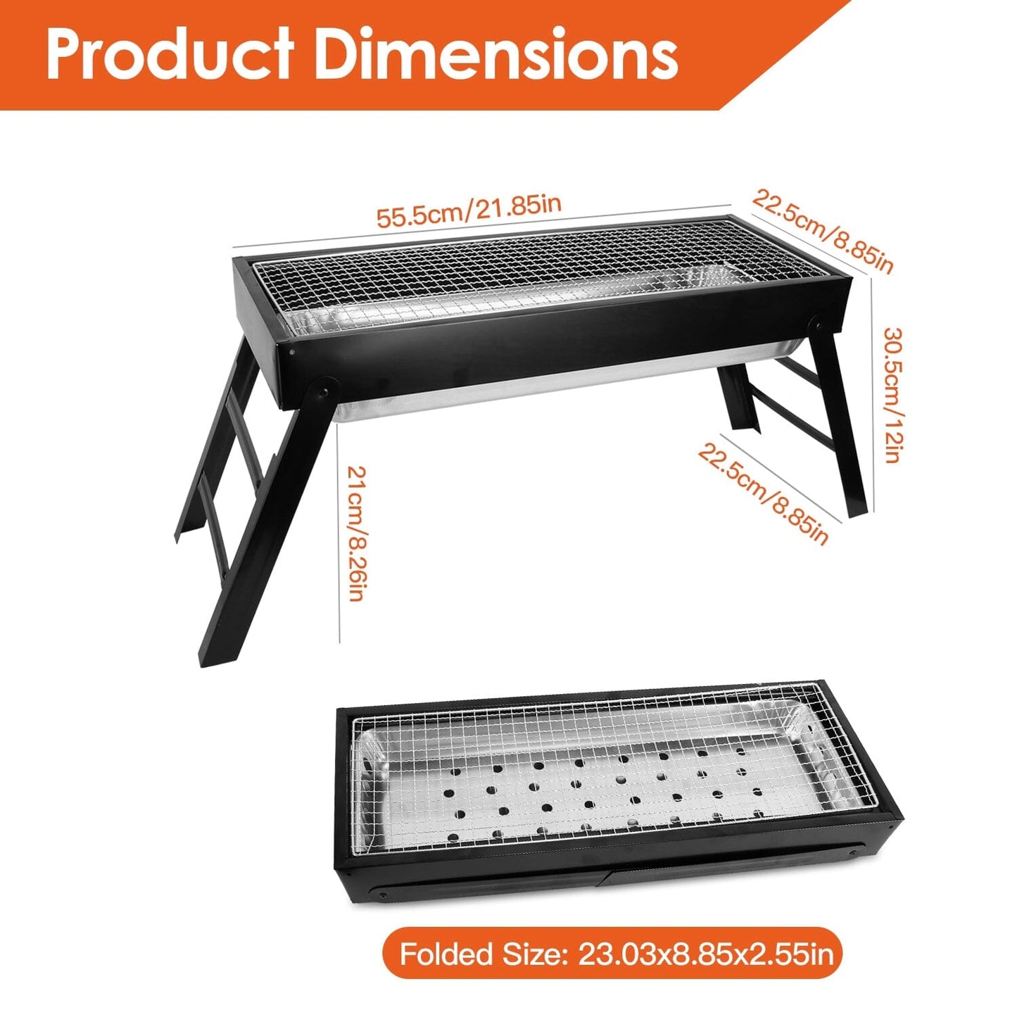 Rynx | Foldable Charcoal BBQ Grill Stainless Steel Grill Net