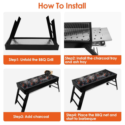 Rynx | Foldable Charcoal BBQ Grill Stainless Steel Grill Net