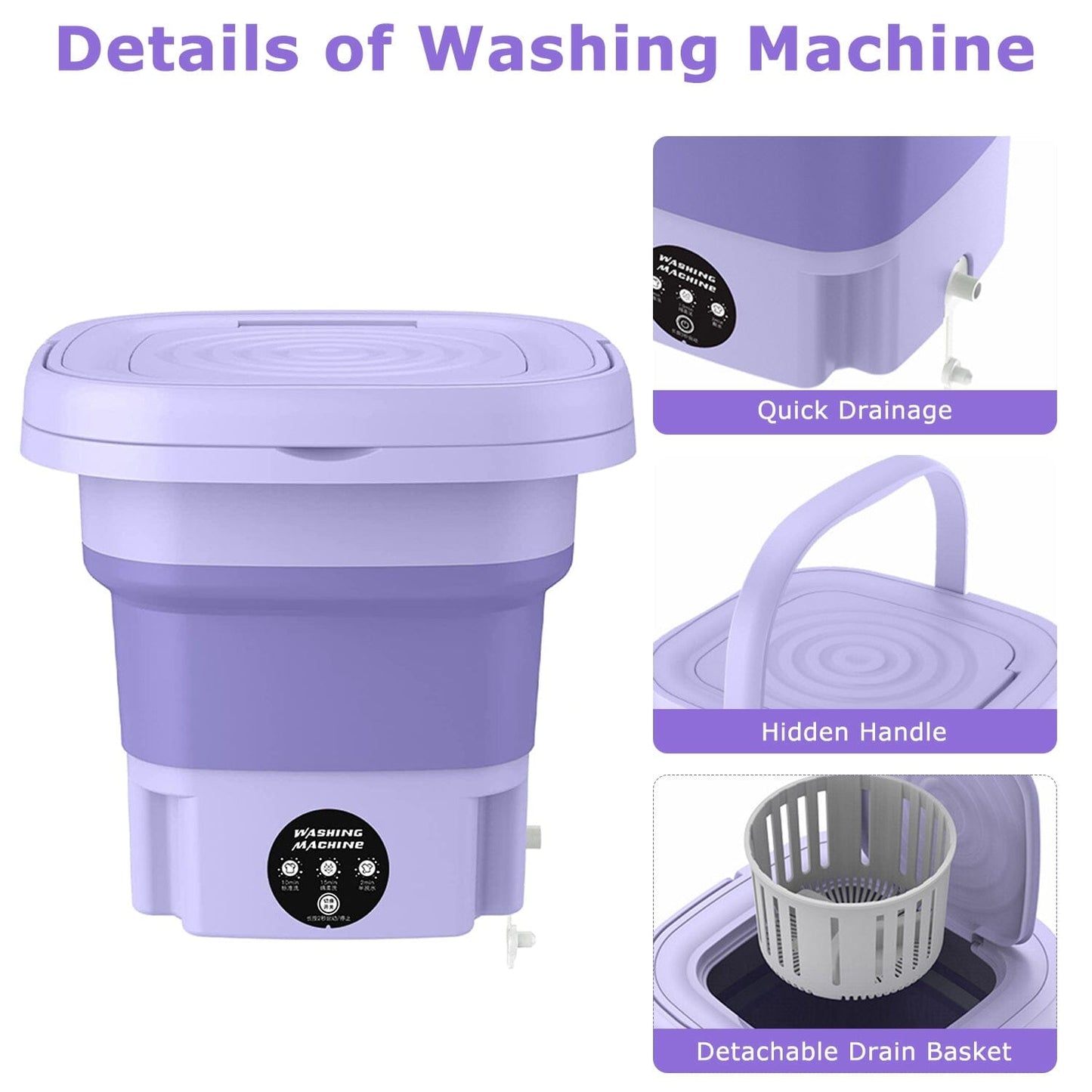 Rynx | Foldable Washing Machine with Removable Drain Basket