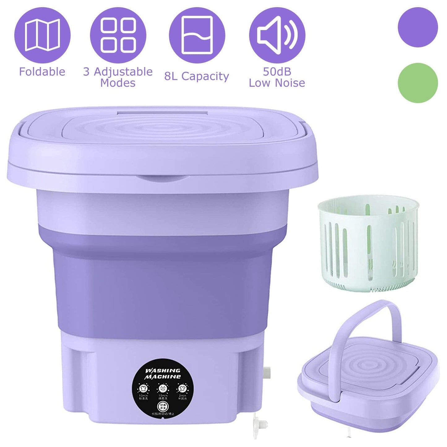 Rynx | Foldable Washing Machine with Removable Drain Basket