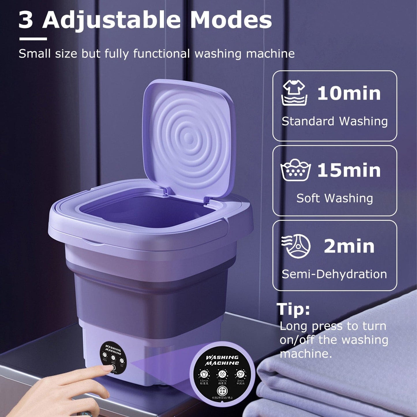 Rynx | Foldable Washing Machine with Removable Drain Basket