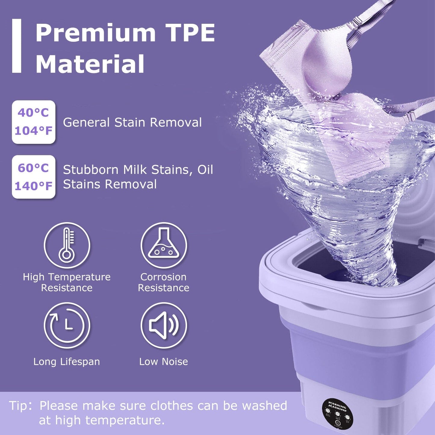 Rynx | Foldable Washing Machine with Removable Drain Basket