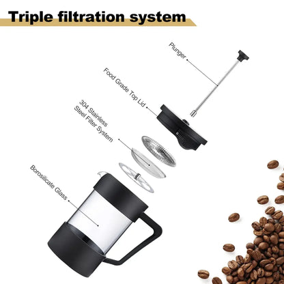 Rynx | French Press Coffee Maker - Borosilicate Glass - Perfect Taste - Sustainable Design