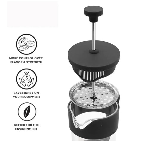 Rynx | French Press Coffee Maker - Borosilicate Glass - Perfect Taste - Sustainable Design
