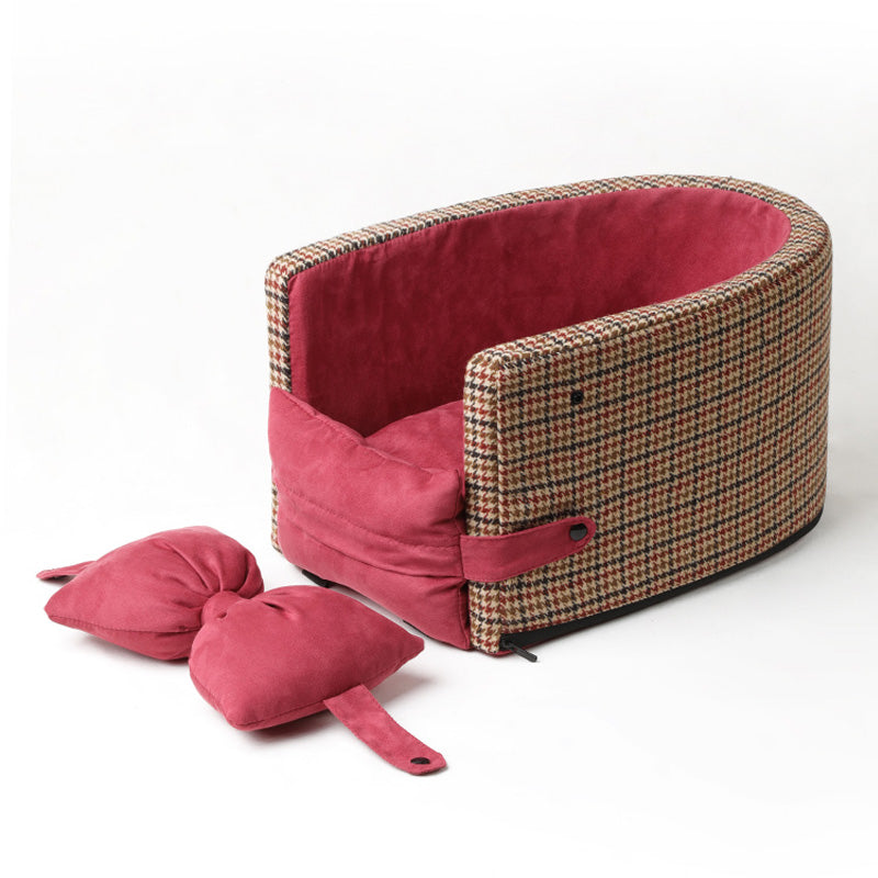 Rynx | Houndstooth Lookout Console Bow Pet Car Seat