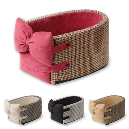 Rynx | Houndstooth Lookout Console Bow Pet Car Seat