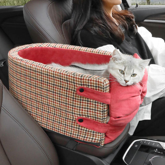 Rynx | Houndstooth Lookout Console Bow Pet Car Seat Baudot Red