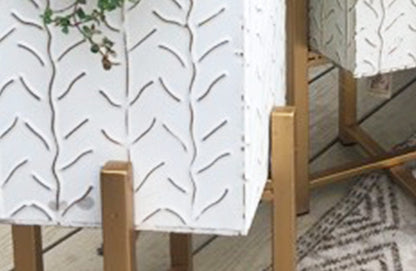 Rynx | Embossed tin flower pots with stands set of 2