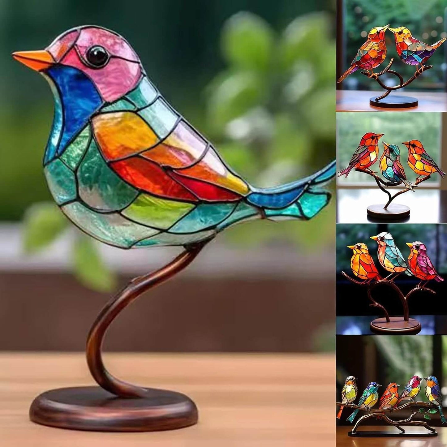 Rynx | ElegantAviary | Colorful Birds on Branch Desk Ornaments