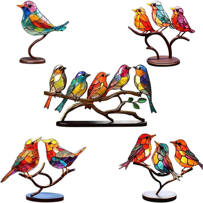 Rynx | ElegantAviary | Colorful Birds on Branch Desk Ornaments