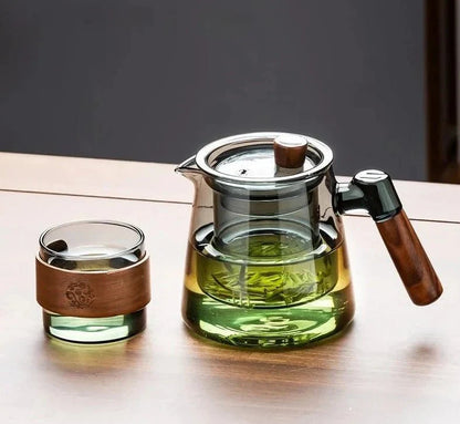 Rynx | Glass Teapot With Infuser - 600 Ml - Wooden Handle - Perfect For Tea Lovers