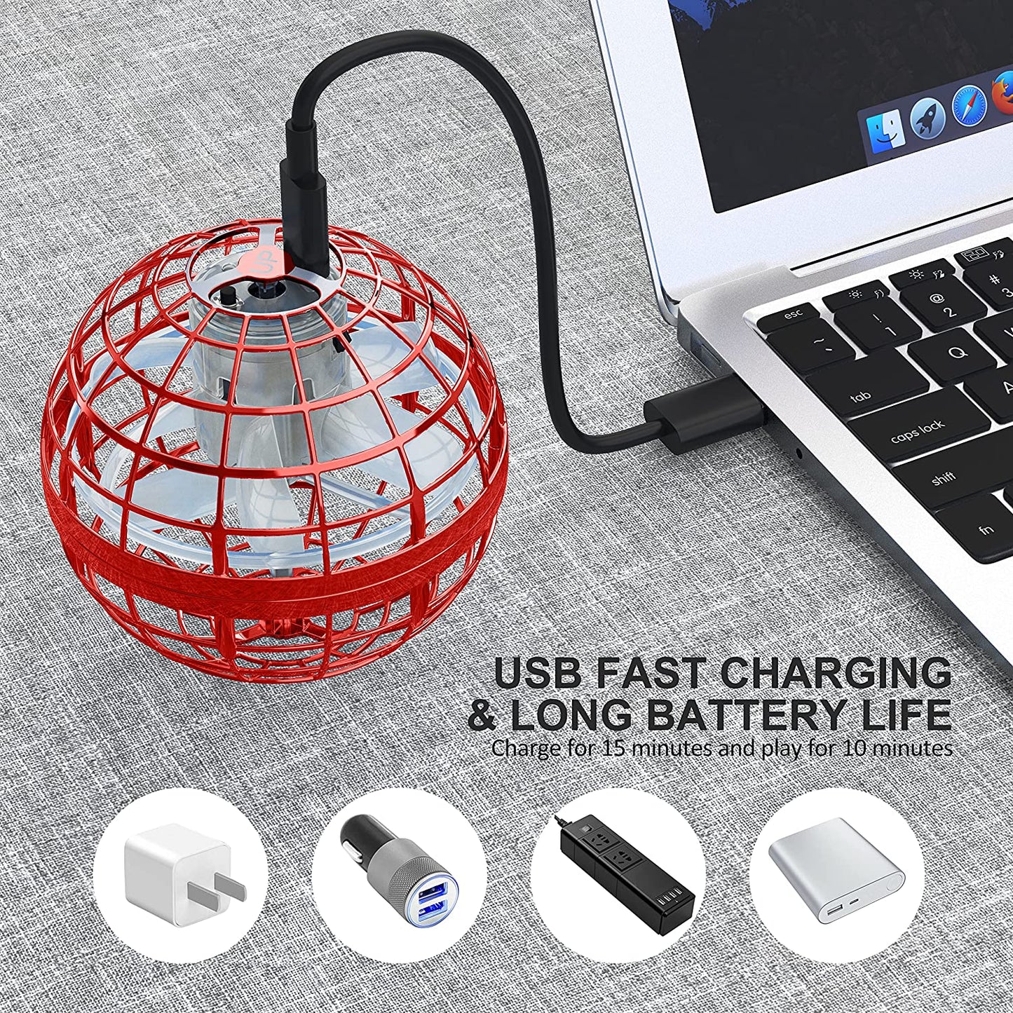 Rynx | Flying Orb Ball Rechargeable Boomerang Spinner UFO Drone Toy