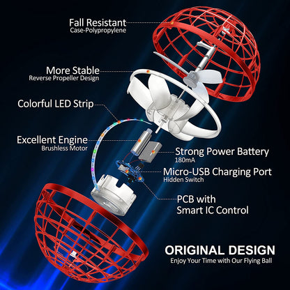 Rynx | Flying Orb Ball Rechargeable Boomerang Spinner UFO Drone Toy