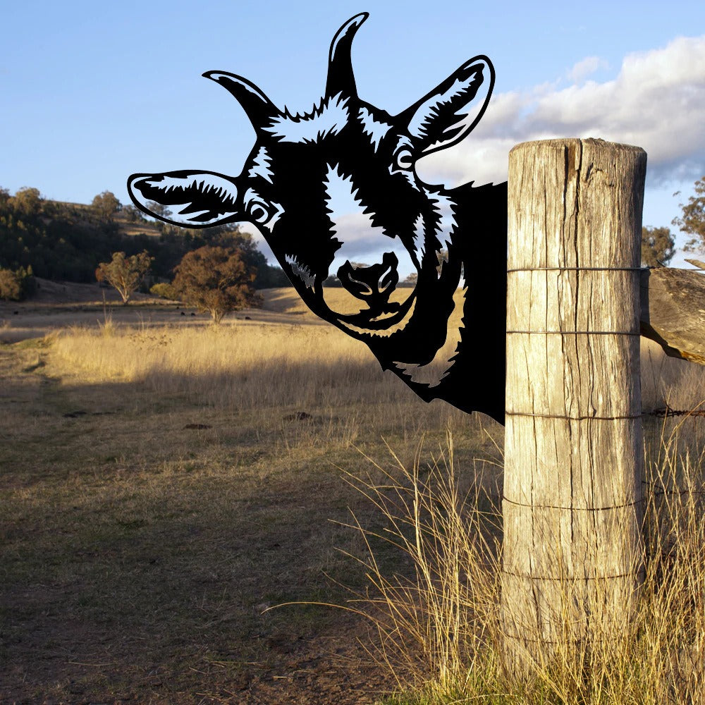Rynx | Outdoor Garden Farm Spy Goat Metal Artwork Indoor Decor