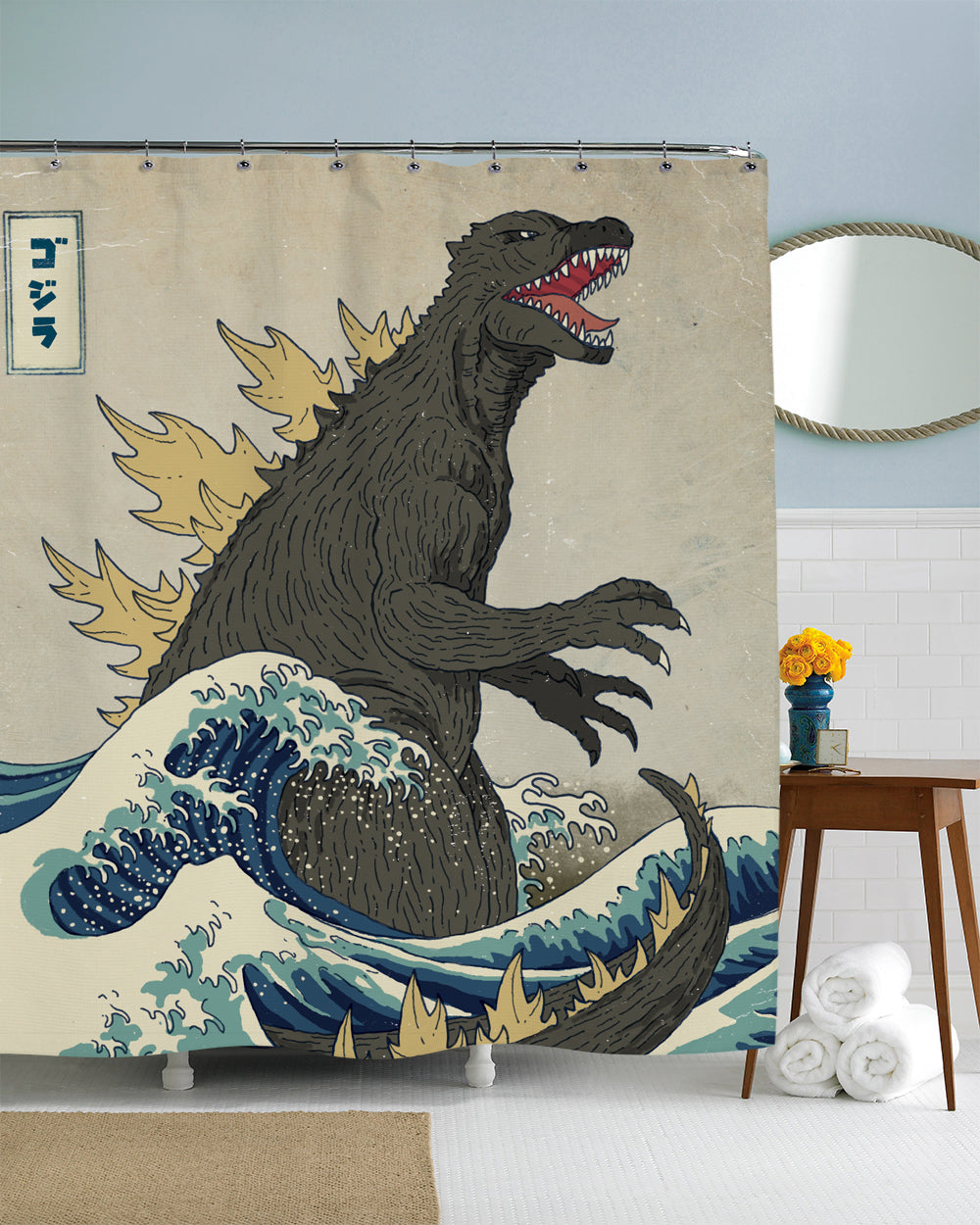 Rynx | The Great Monster Off Kanagawa Shower Curtain