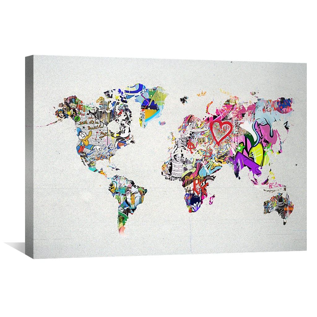 Rynx | Graffiti World Map Canvas
