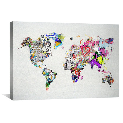 Rynx | Graffiti World Map Canvas