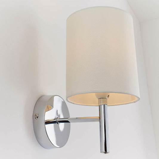 Rynx | Hadleigh Silver Wall Lamp with Cream Silk Imitation Shade