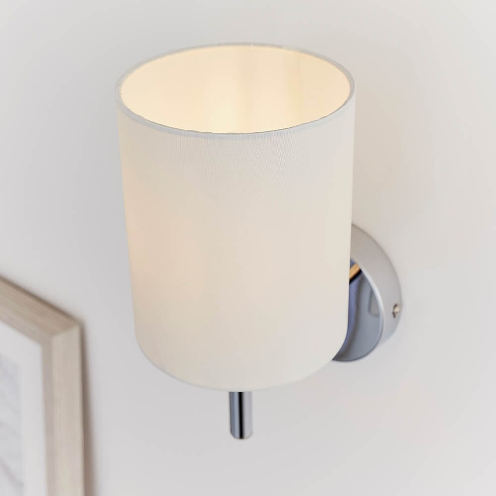 Rynx | Hadleigh Silver Wall Lamp with Cream Silk Imitation Shade