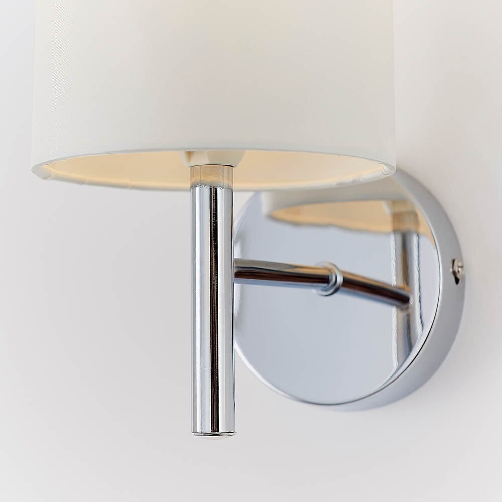 Rynx | Hadleigh Silver Wall Lamp with Cream Silk Imitation Shade