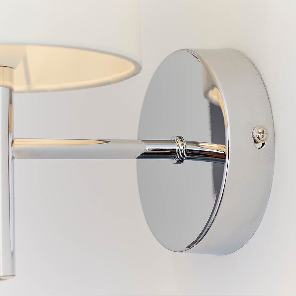 Rynx | Hadleigh Silver Wall Lamp with Cream Silk Imitation Shade