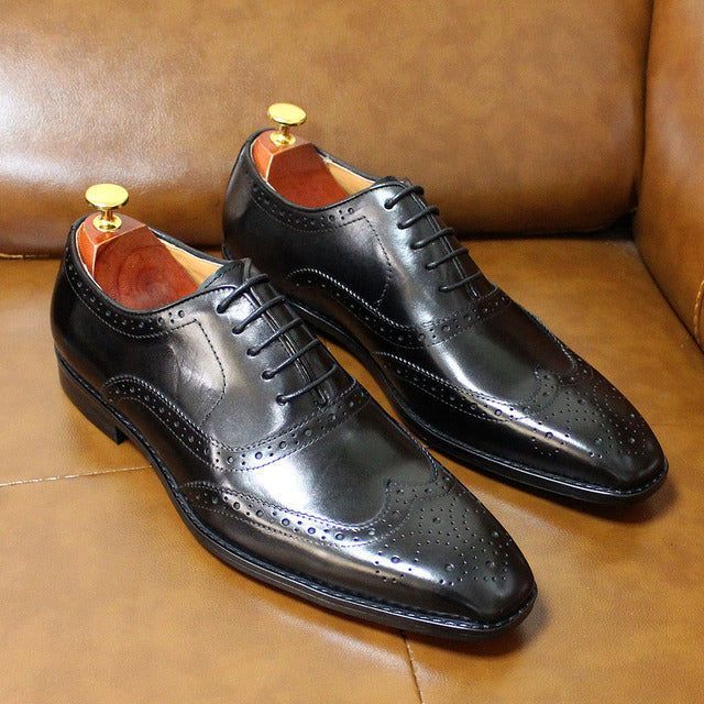 Rynx | Handcrafted Men's Oxford Shoes Leather Brogue Dress Classic Business Formal Shoes