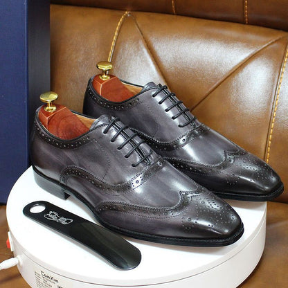 Rynx | Handcrafted Men's Oxford Shoes Leather Brogue Dress Classic Business Formal Shoes